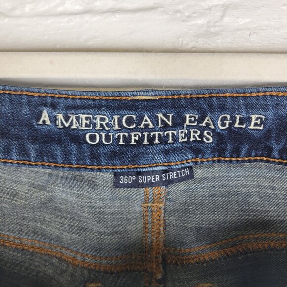 American Eagle Women's Size 4 Jeans Hi Rise Jegging Distressed Destroyed Super S - Picture 4 of 6